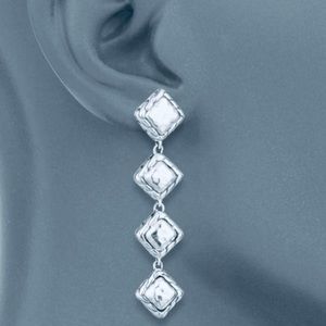 JOHN HARDY Palu Four-Square Long Drop Dangle Earrings Sterling Silver 925